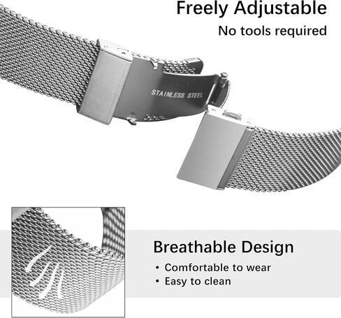 EACHE Stainless Steel Mesh Watch Band for Men Women, Quick Release Mesh Watch Straps 12mm 14mm 16mm 18mm 20mm 22mm in Saudi Arabia