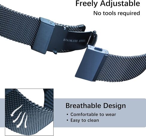 EACHE Stainless Steel Mesh Watch Band for Men Women, Quick Release Mesh Watch Straps 12mm 14mm 16mm 18mm 20mm 22mm in Saudi Arabia