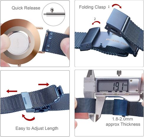 EACHE Stainless Steel Mesh Watch Band for Men Women, Quick Release Mesh Watch Straps 12mm 14mm 16mm 18mm 20mm 22mm in Saudi Arabia