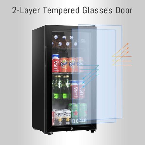 HAILANG Beverage Refrigerator With 105 Can,Freestanding Beverage Cooler For Office, Bar,Home|Double Glass Door&Adjustable Shelving in Saudi Arabia