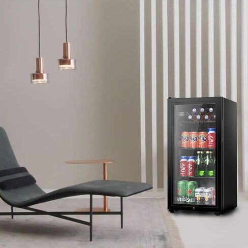 HAILANG Beverage Refrigerator With 105 Can,Freestanding Beverage Cooler For Office, Bar,Home|Double Glass Door&Adjustable Shelving in Saudi Arabia