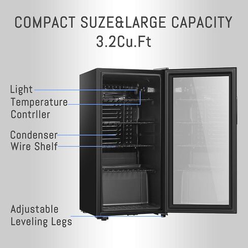 HAILANG Beverage Refrigerator With 105 Can,Freestanding Beverage Cooler For Office, Bar,Home|Double Glass Door&Adjustable Shelving in Saudi Arabia