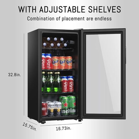 HAILANG Beverage Refrigerator With 105 Can,Freestanding Beverage Cooler For Office, Bar,Home|Double Glass Door&Adjustable Shelving in Saudi Arabia