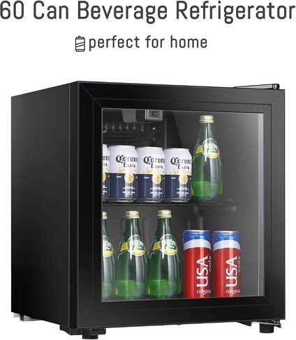 HAILANG Beverage Refrigerator With 105 Can,Freestanding Beverage Cooler For Office, Bar,Home|Double Glass Door&Adjustable Shelving in Saudi Arabia