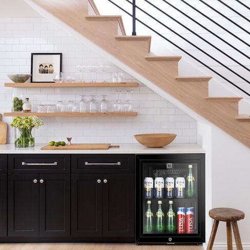 HAILANG Beverage Refrigerator With 105 Can,Freestanding Beverage Cooler For Office, Bar,Home|Double Glass Door&Adjustable Shelving in Saudi Arabia