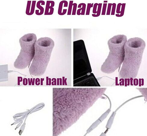 شبشب تسخين كهربائي USB للشتاء، تدفئة قدم قطيفة سريعة التسخين، أحذية شتوية دافئة، منزل مثالي تحت المكتب هدية الشتاء الدافئة للرجال والنساء (رمادي) in Saudi Arabia