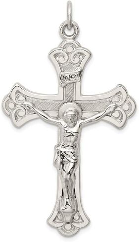 Solid 925 Sterling Silver INRI Cross Pendant Crucifix Charm - 55mm x 31mm in Saudi Arabia