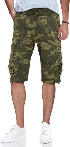 X RAY Mens Tactical Cargo Shorts Camo and Solid Colors 12.5" Inseam Knee Length Classic Fit Multi Pocket in Kuwait