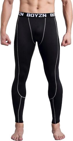 Boyzn Men's 2 Pack Sports Compression Pants Quick Dry Active Base Layer Tights Workout Running Leggings with Pockets in Saudi Arabia