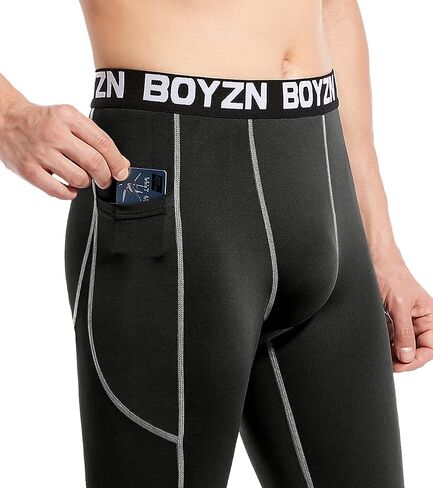 Boyzn Men's 2 Pack Sports Compression Pants Quick Dry Active Base Layer Tights Workout Running Leggings with Pockets in Saudi Arabia