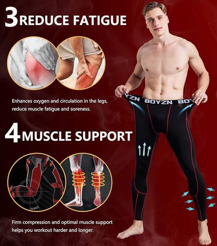 بنطال Boyzn الرجالي المكون من قطعتين من السراويل الرياضية المضغوطة، سريع الجفاف، طبقة أساسية نشطة، لباس ضيق للتمرين والجري مع جيوب in Kuwait