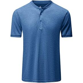 Little Beauty Men's Henley Shirts Waffle Knit Button Long Sleeve Shirts with Pocket