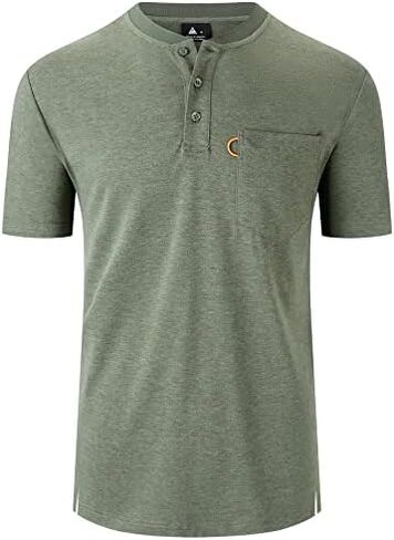 Little Beauty Men's Henley Shirts Waffle Knit Button Long Sleeve Shirts with Pocket in Kuwait
