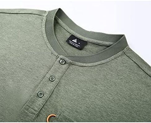 Little Beauty Men's Henley Shirts Waffle Knit Button Long Sleeve Shirts with Pocket in Kuwait