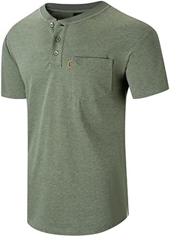 Little Beauty Men's Henley Shirts Waffle Knit Button Long Sleeve Shirts with Pocket in Kuwait