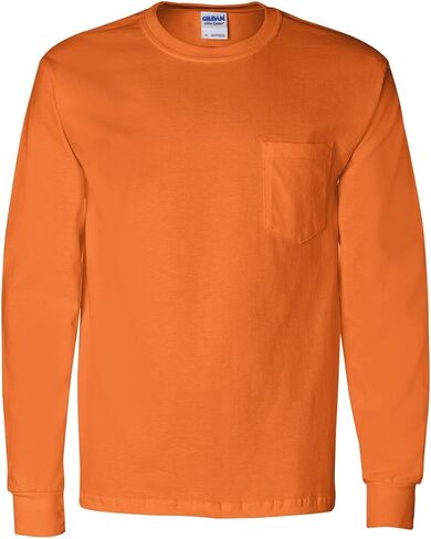 Cotton 6 oz. Long-Sleeve Pocket T-Shirt (G241) Safety Orange, XL in Saudi Arabia