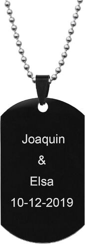 Queenberry Personalized Engraved Custom Photo Text Dog Tag Pendant Keychain Blue/Black in Kuwait