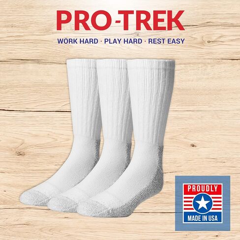 Pro-Trek Steel Toe Boot Socks - White with Gray Bottom - 6 Pack in Saudi Arabia