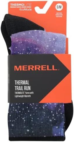 Merrell Men's and Women's Thermal Trail Running Crew Socks - Unisex Thermolite Lightweight Warmth and Breathable Mesh in Kuwait