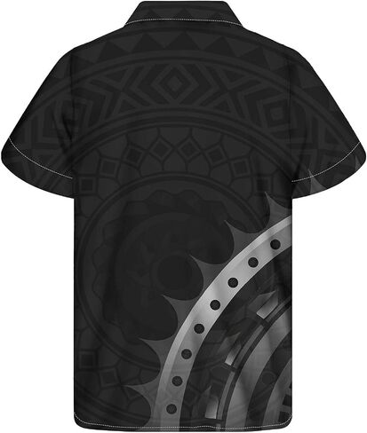 GLUDEAR Men's Polynesian Tribal 3D Print Casual Button Down Short Sleeve Cuba Collar Shirt in Kuwait