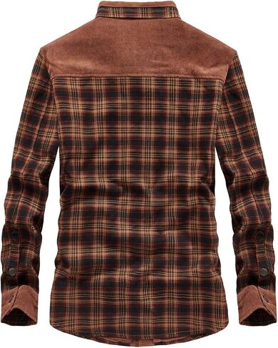 chouyatou Men's Warm Long Sleeve Fleece Lined Spliced Plaid Button Down Shirt in Saudi Arabia