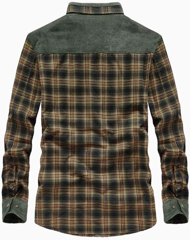 chouyatou Men's Warm Long Sleeve Fleece Lined Spliced Plaid Button Down Shirt in Saudi Arabia