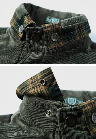 chouyatou Men's Warm Long Sleeve Fleece Lined Spliced Plaid Button Down Shirt in Saudi Arabia