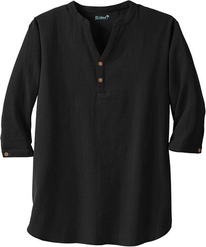KingSize Men's Big & Tall Gauze Mandarin Collar Shirt in Kuwait