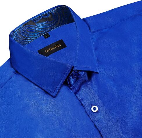DiBanGu Mens Satin Dress Shirts Casual Long Sleeve Button Down Shirt Regular Fit Wrinkle Free Shiny Shirts for Men Party Prom in Saudi Arabia