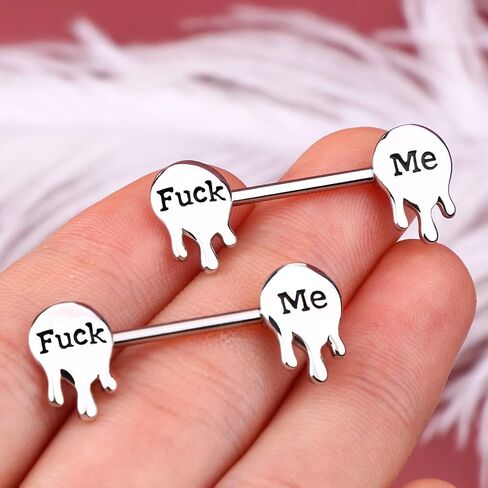 OUFER Letter Nipple Rings 2PCS 316L Surgical Steel 14G Nipplerings Barbells Body Piercing Jewelry in Kuwait