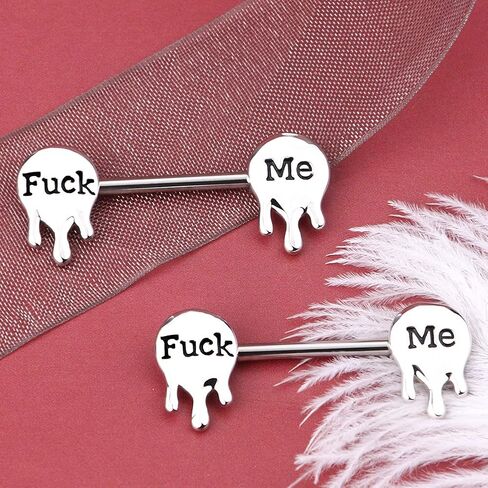 OUFER Letter Nipple Rings 2PCS 316L Surgical Steel 14G Nipplerings Barbells Body Piercing Jewelry in Kuwait