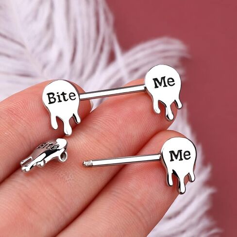 OUFER Letter Nipple Rings 2PCS 316L Surgical Steel 14G Nipplerings Barbells Body Piercing Jewelry in Saudi Arabia