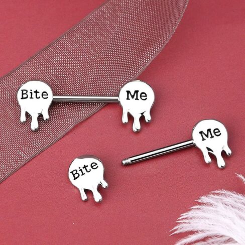 OUFER Letter Nipple Rings 2PCS 316L Surgical Steel 14G Nipplerings Barbells Body Piercing Jewelry in Saudi Arabia