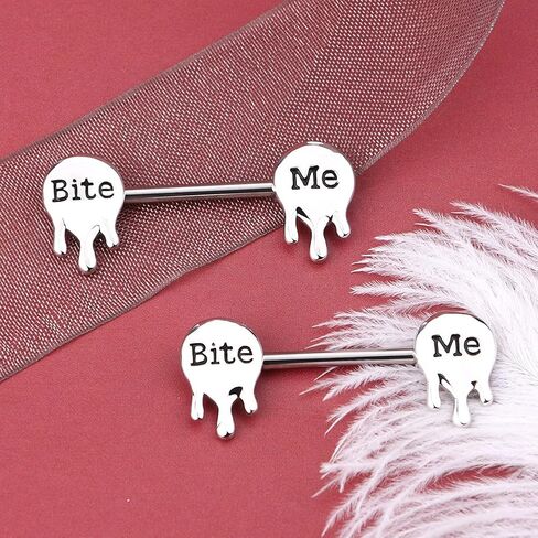 OUFER Letter Nipple Rings 2PCS 316L Surgical Steel 14G Nipplerings Barbells Body Piercing Jewelry in Saudi Arabia