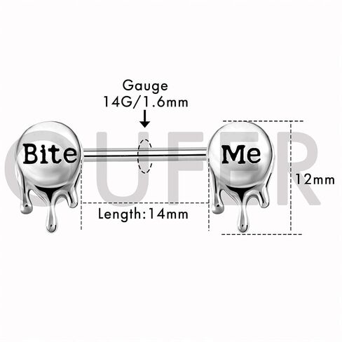 OUFER Letter Nipple Rings 2PCS 316L Surgical Steel 14G Nipplerings Barbells Body Piercing Jewelry in Saudi Arabia