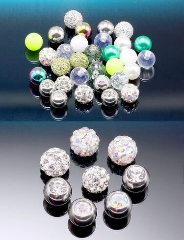 Prjndjw 16 Pair 14G 16G Replacement Balls Externally Threaded Surgical Steel & Plastic Balls for Industrial Barbell Nipple Rings Belly Button Piercing Rings Parts in Kuwait
