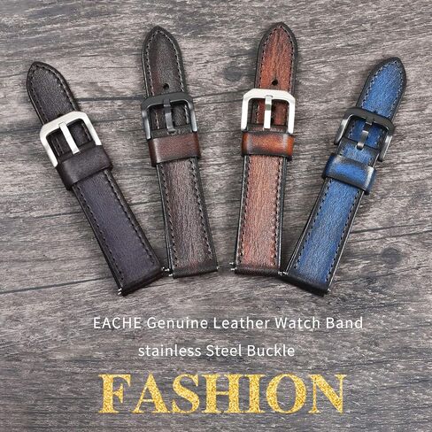 EACHE Quick Release Genuine Leather Watch Band 18mm 20mm 22mm 24mm Handmade Retro Leather Watch Straps For Men Women in Saudi Arabia
