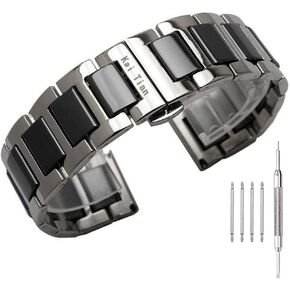 Kai Tian Stainless Steel Ceramic Watch Band Links 18mm/20mm/22mm Watch Wrist Bands Mens Watch Bracelet with Butterfly Buckle in Saudi Arabia