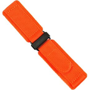 B & R Bands 20mm Orange Nylon Hook N' Loop Watch Band Strap - Black Stainless Steel - Small Length in Kuwait