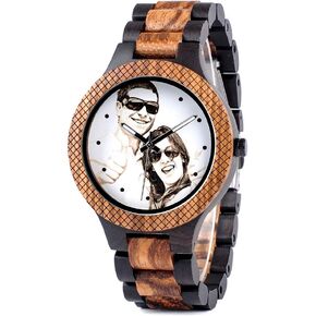 BOBO Bird Mens Personalized Engraved Wooden Watches Quartz Casual Wristwatches for Men Family Friends Customized Gift in Kuwait