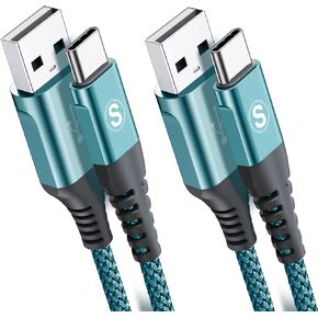 sweguard USB Type C iPhone 16 Pro Max Charger Cable [2-Pack,6.6ft+6.6ft] Nylon Braided USB C Cord for iPhone 16 15 Pro Max Samsung Galaxy S25 S24 S23 S22 S21 S20 S10 A54 A53 A52 A15 Pixel 9 8 LG Moto in Kuwait