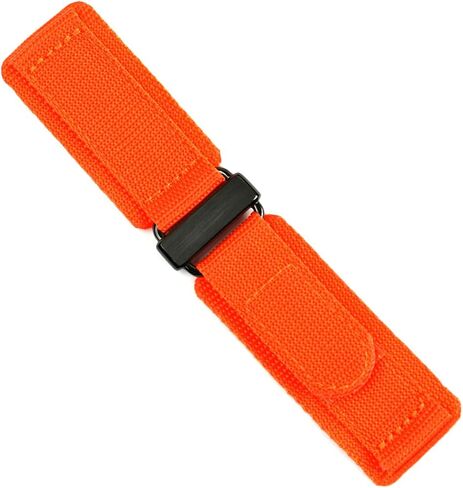 B & R Bands 20mm Orange Nylon Hook N' Loop Watch Band Strap - Black Stainless Steel - Small Length in Kuwait
