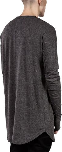 Mens Hip Hop Basic Longline Thumb Hole Cuffs Long Sleeve T-Shirt Basic Tee in Saudi Arabia