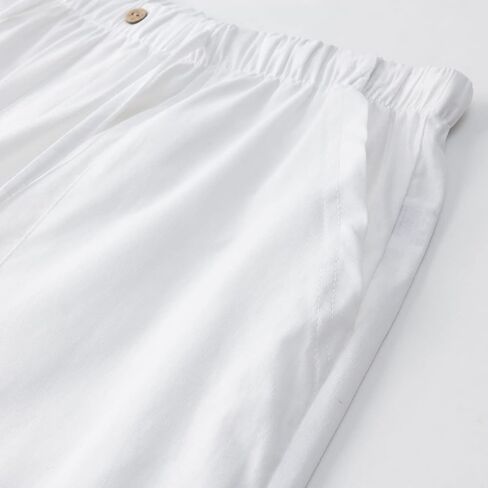 FANARCHER Men’s Cotton Linen Pants Drawstring Loose Beach Pants with Pockets in Saudi Arabia