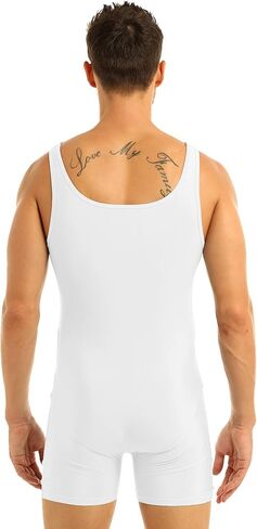 FEESHOW Mens Spandex Bodysuit Short Tank Workout Dance Biketard Unitard in Kuwait