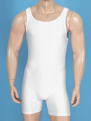 FEESHOW Mens Spandex Bodysuit Short Tank Workout Dance Biketard Unitard in Kuwait