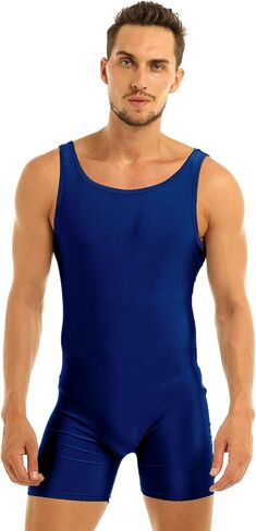 FEESHOW Mens Spandex Bodysuit Short Tank Workout Dance Biketard Unitard in Kuwait