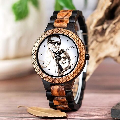 BOBO Bird Mens Personalized Engraved Wooden Watches Quartz Casual Wristwatches for Men Family Friends Customized Gift in Kuwait
