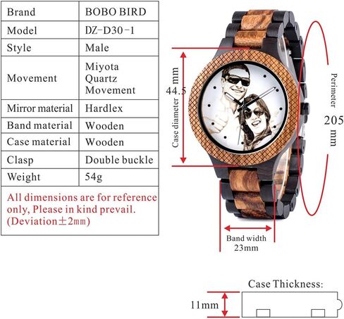 BOBO Bird Mens Personalized Engraved Wooden Watches Quartz Casual Wristwatches for Men Family Friends Customized Gift in Kuwait