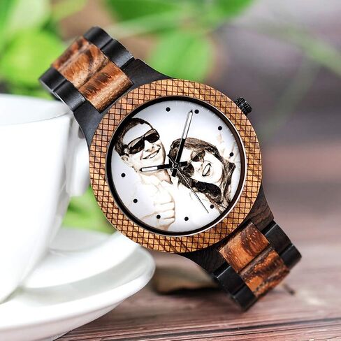 BOBO Bird Mens Personalized Engraved Wooden Watches Quartz Casual Wristwatches for Men Family Friends Customized Gift in Kuwait